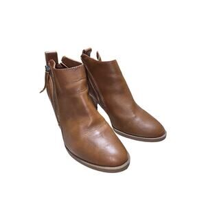 SM New York Womens Ankle Boots Block Heel Side Zipper Casual Brown size 7M